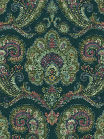 Niebieska tapeta na flizelinie z kwiatowym motywem paisley 143515