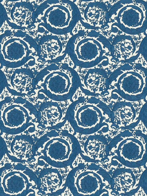 Granatowa tapeta winylowa z roślinnym ornamentem 79135-4