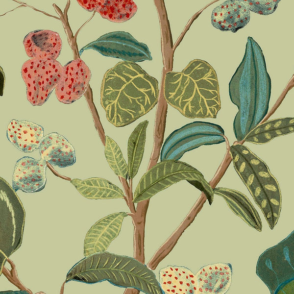 Zielona tapeta winylowa na flizelinie z botanicznym motywem 143689
