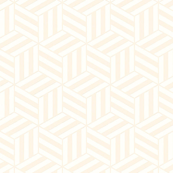 Beżowa tapeta winylowa na flizelinie z motywem geometrycznym 59739
