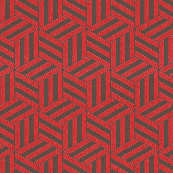 Czerwona tapeta winylowa z geometrycznym wzorem 59741