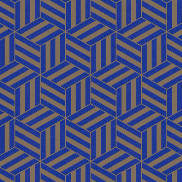 Niebieska tapeta winylowa z geometrycznym wzorem 59743