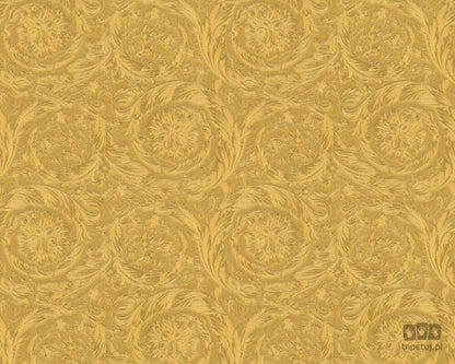 Złota tapeta winylowa na flizelinie w roślinny ornament 36692-3