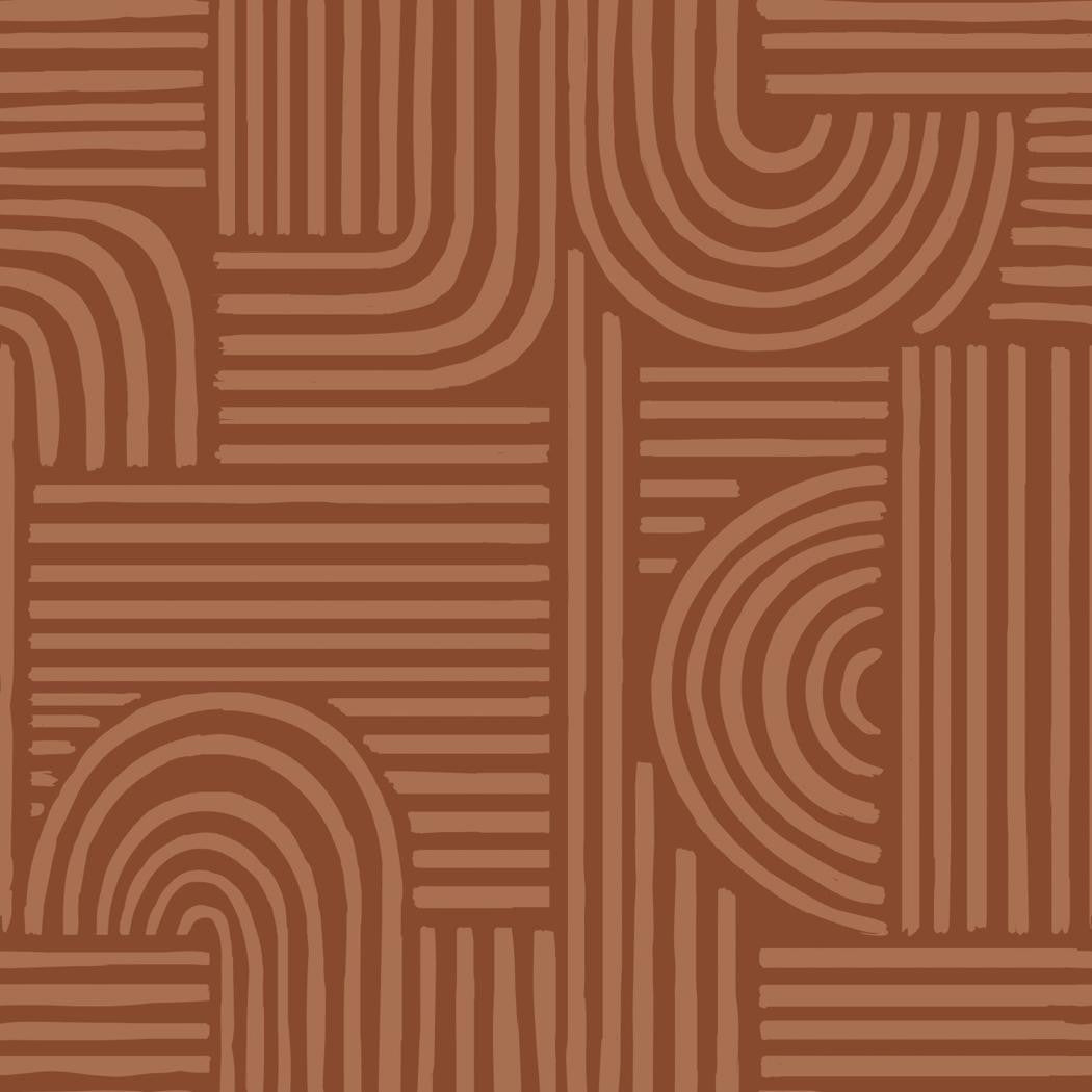 Tapeta z motywem geometrycznym w odcieniach terakota 139938_esta