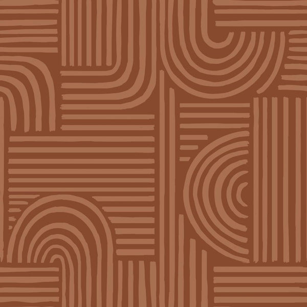 Tapeta z motywem geometrycznym w odcieniach terakota 139938_esta