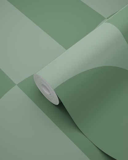 Zielona tapeta na flizelinie w geometryczne łuki 139995