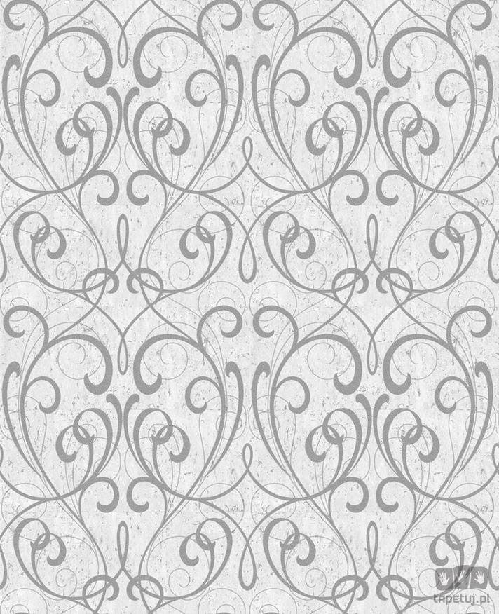 Szaro-srebrna tapeta winylowa tłoczona w ornament na betonowym tle 103039