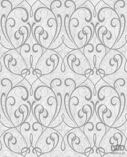 Szaro-srebrna tapeta winylowa tłoczona w ornament na betonowym tle 103039