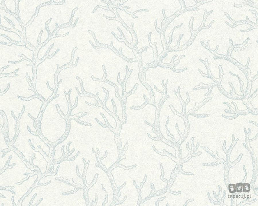 Zielona tapeta z ornamentami z motywem morskim 34497-2