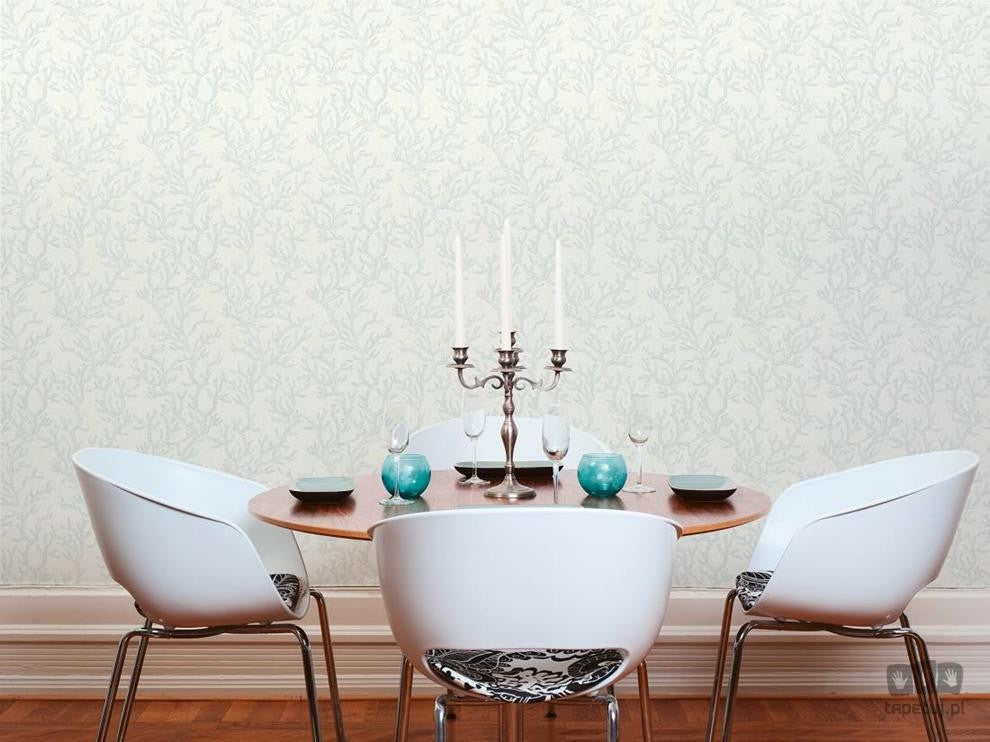 Zielona tapeta z ornamentami z motywem morskim 34497-2