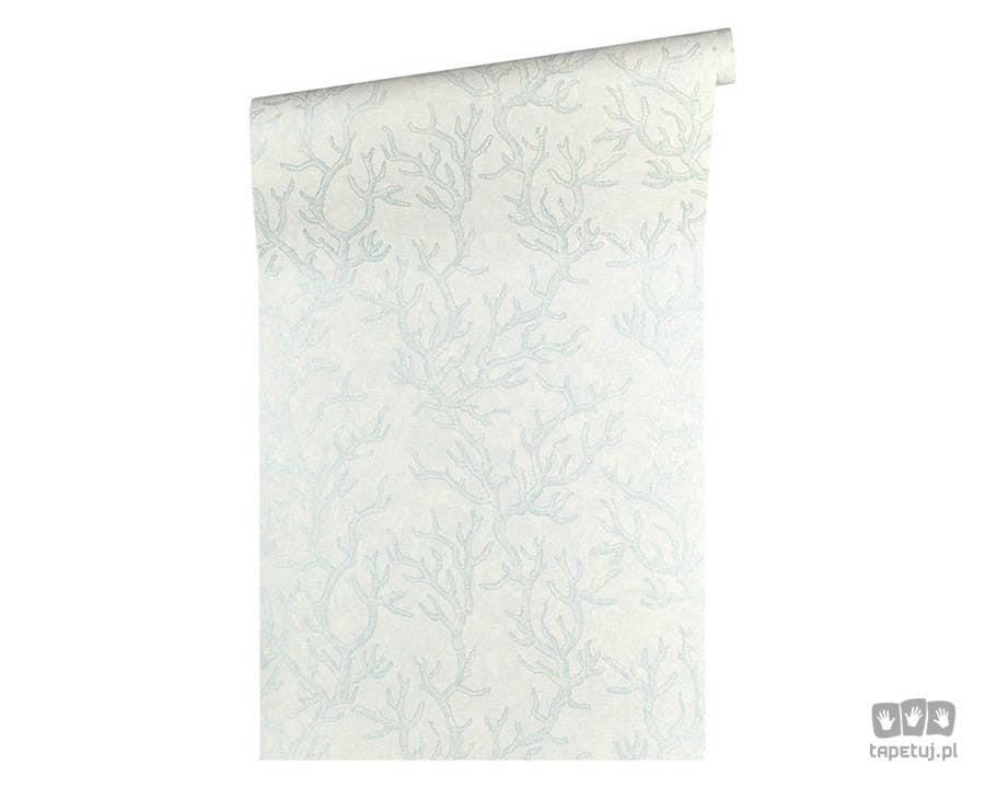 Zielona tapeta z ornamentami z motywem morskim 34497-2