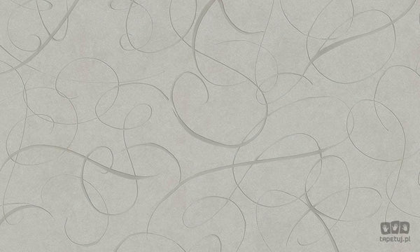 Szara tapeta na flizelinie w abstrakcyjny wzór serpentyny MO2012