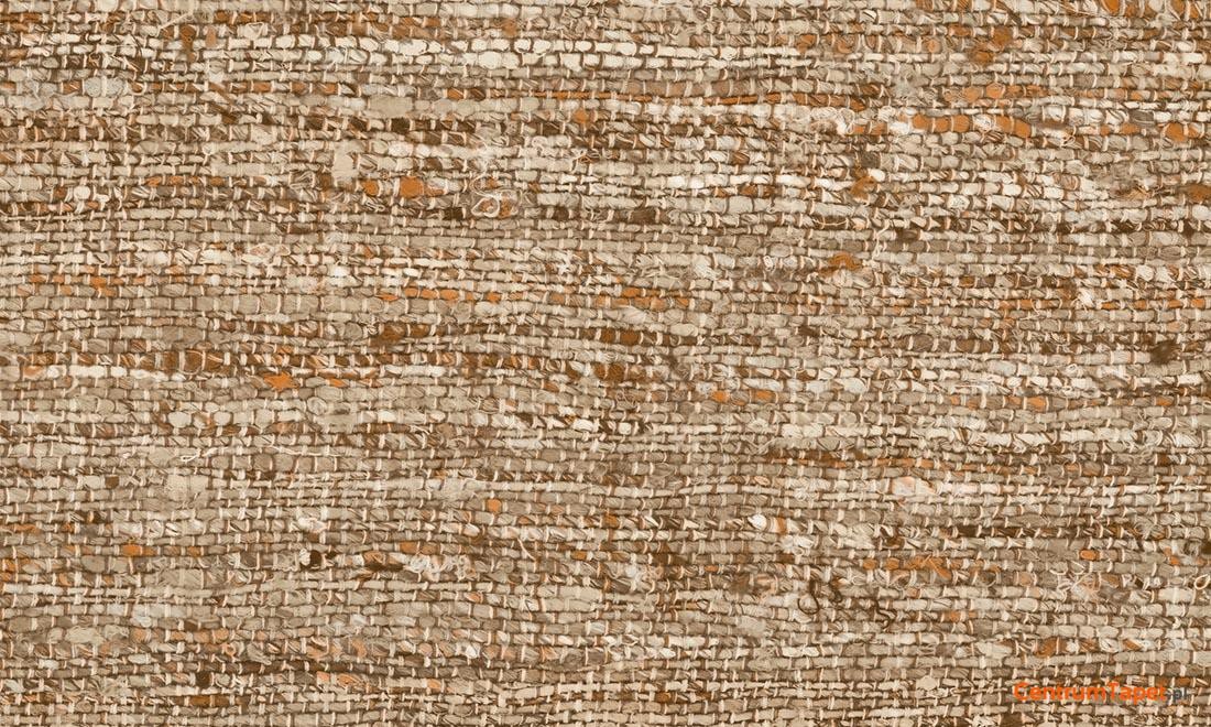 Brązowo-beżowy melanż z pomarańczowymi znakami i drobnymi nieregularnymi polami Lino 40544