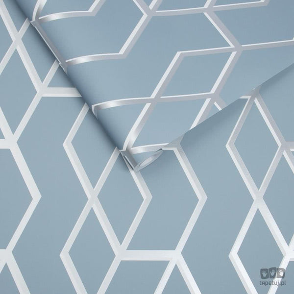 Niebieska tapeta w wzór geometryczny 104733