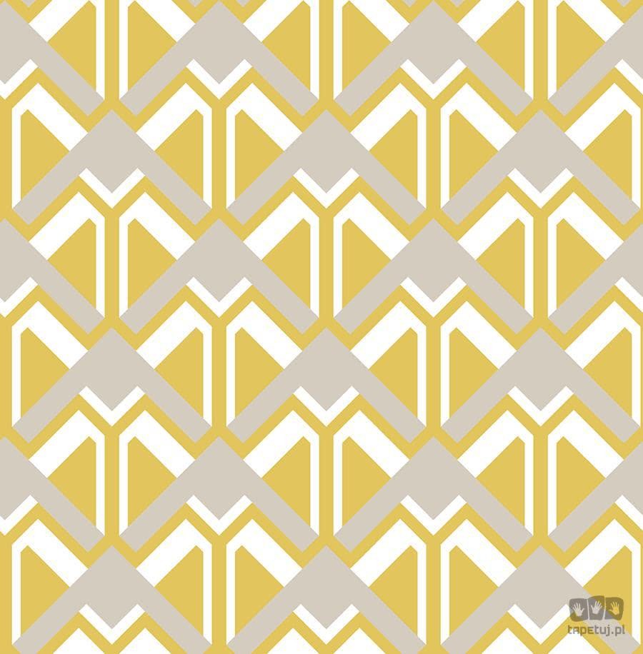 Żółta tapeta art deco w romby 105584