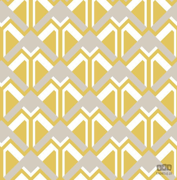 Żółta tapeta art deco w romby 105584