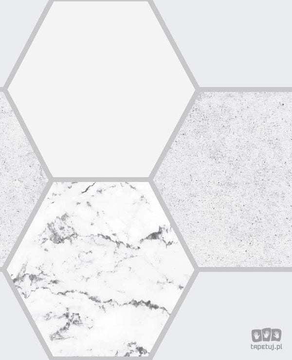 Szaro-biała tapeta wzór geometryczny 106345