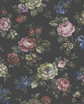Tapeta z motywem kwiatowym w stylu vintage na czarnym tle 103504