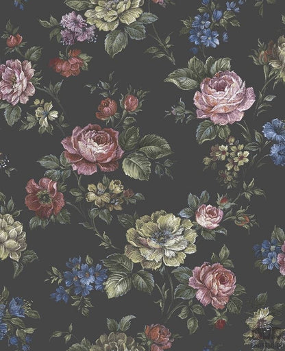 Tapeta z motywem kwiatowym w stylu vintage na czarnym tle 103504
