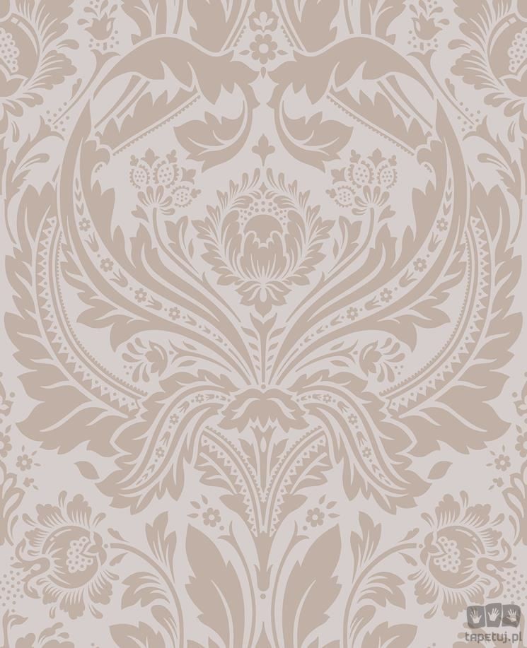 Szara tapeta w błyszczący ornament adamaszek 103434