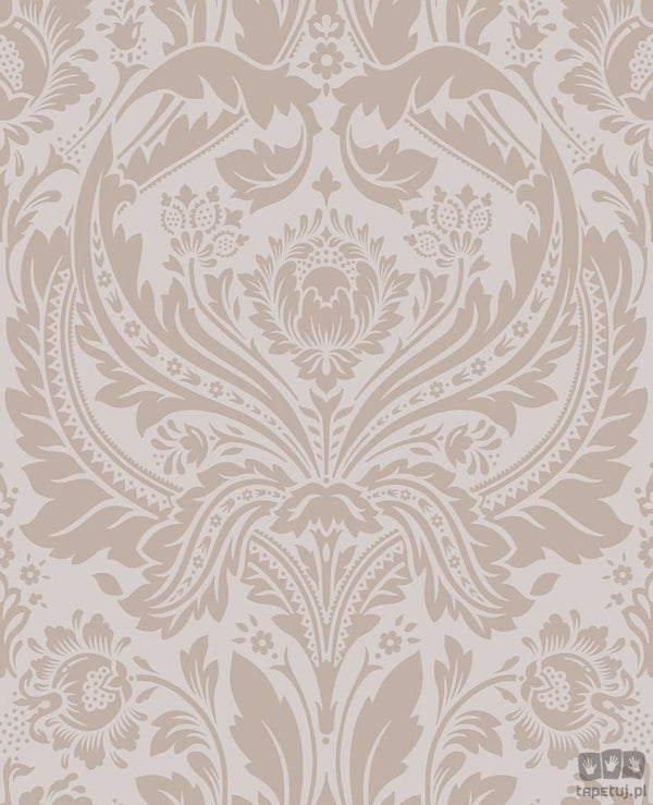 Szara tapeta w błyszczący ornament adamaszek 103434