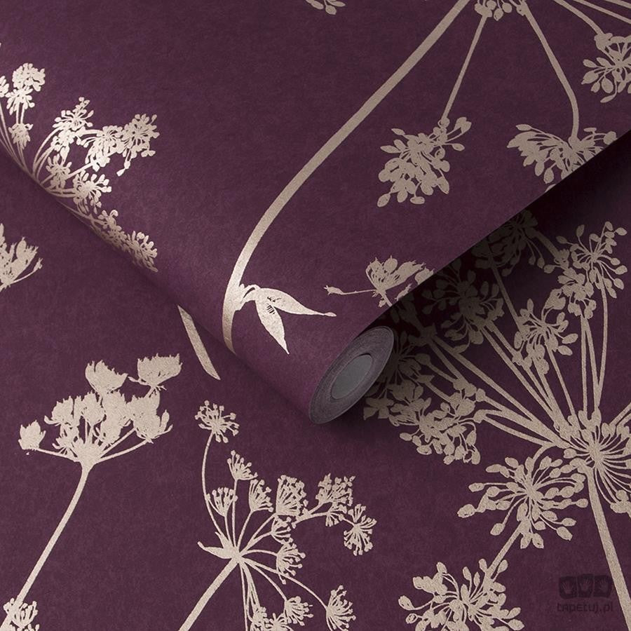 Fioletowa tapeta z motywem kwiatów polnych 105579