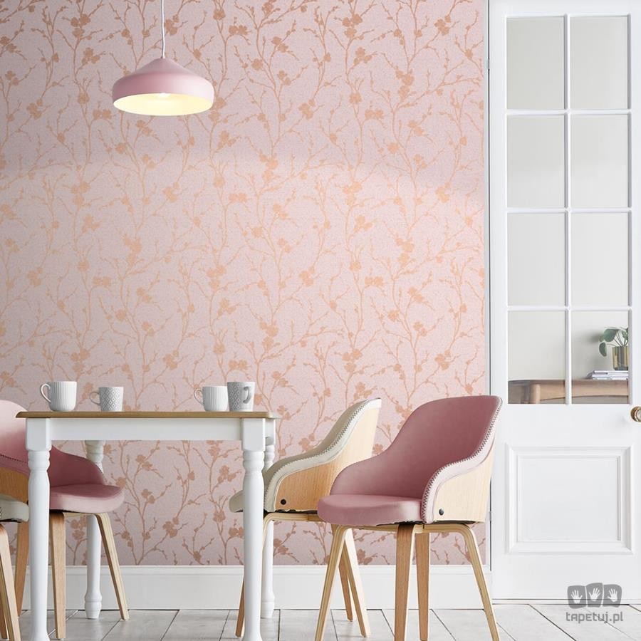 Różowa tapeta z motywem kwiatów polnych 105917