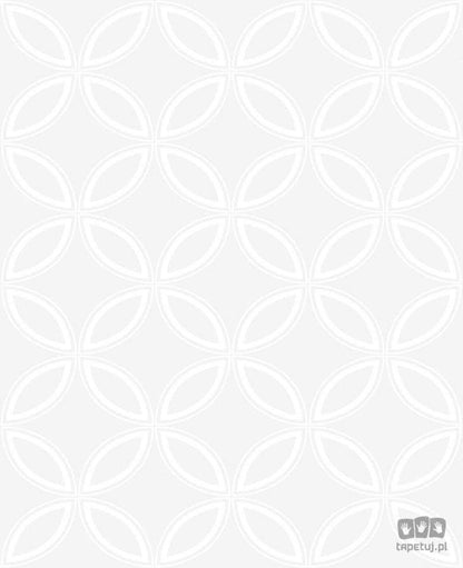 Srebrna tapeta na flizelinie w biały wzór geometryczny koła 104066