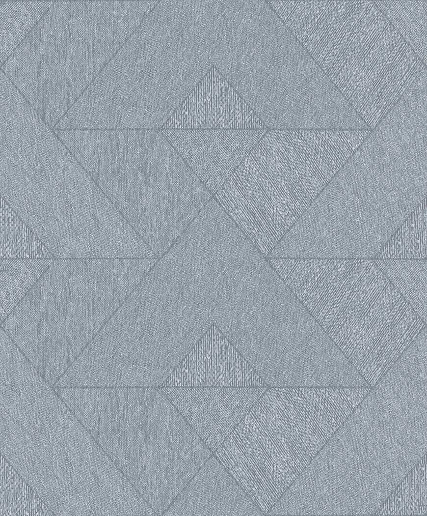 Niebiesko-szare romby i trójkąty ze srebrnym odcieniem tapety Naomi 82547