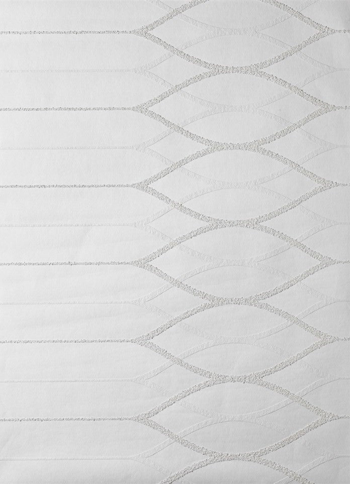 Biała tapeta Patent Decor 9430 z poziomymi wydłużonymi figurami