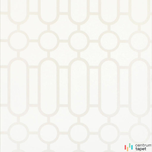 Jasne podłużne obłe pola połączone z okręgami na białawej bazie Geometrics P537/02