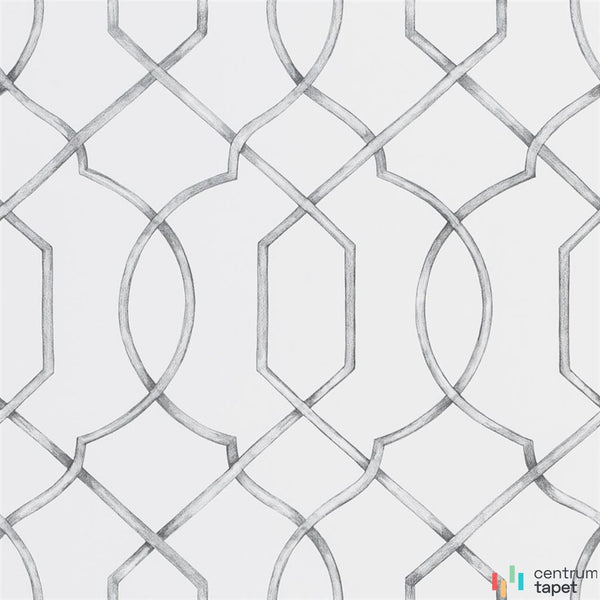 Szare przeplatane obłe i kanciaste obrysy na białej bazie Geometrics PDG1027/01