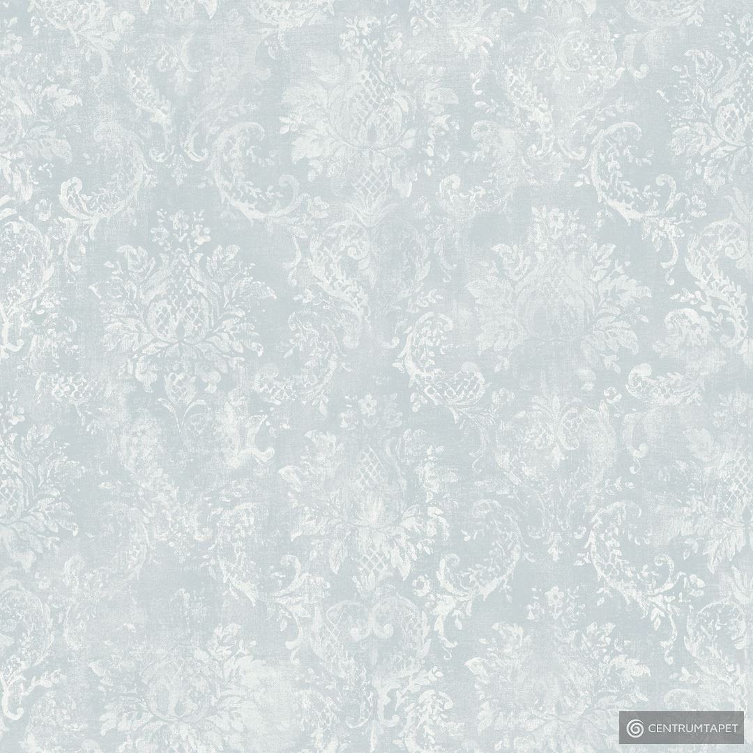 Białawy drobny ornament o roślinnych formach na bardzo jasnym turkusowym tle Galerie SD36103